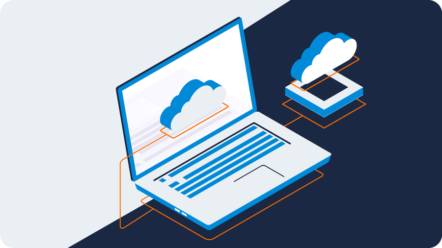 Computadora conectada a la nube como símbolo del plan de contingencia en la nube