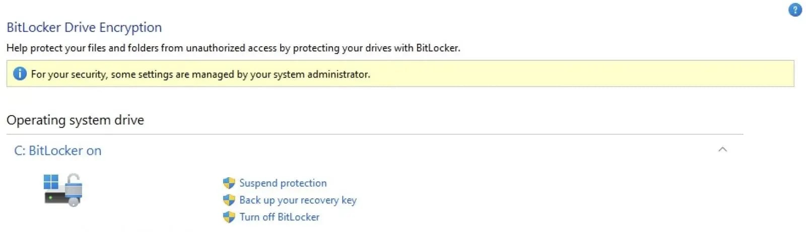 BitLocker security alert