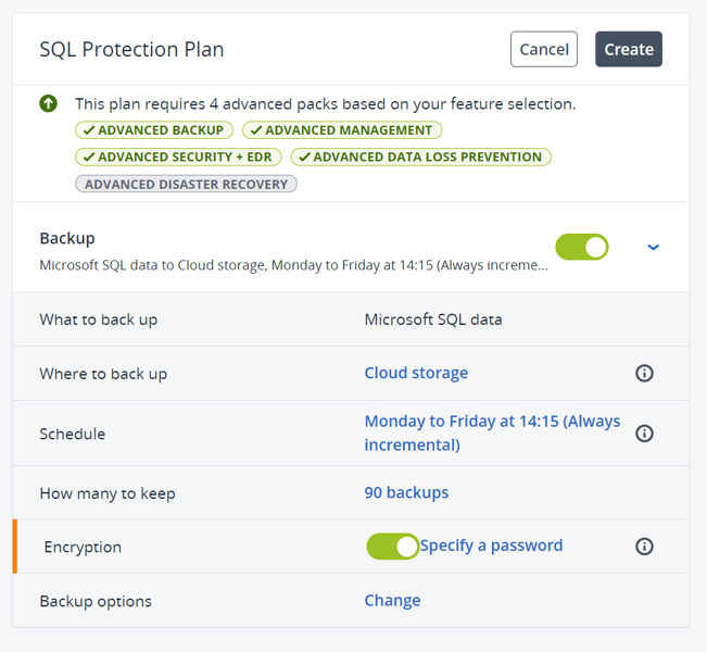 Configuracion de Acronis para SQL Server