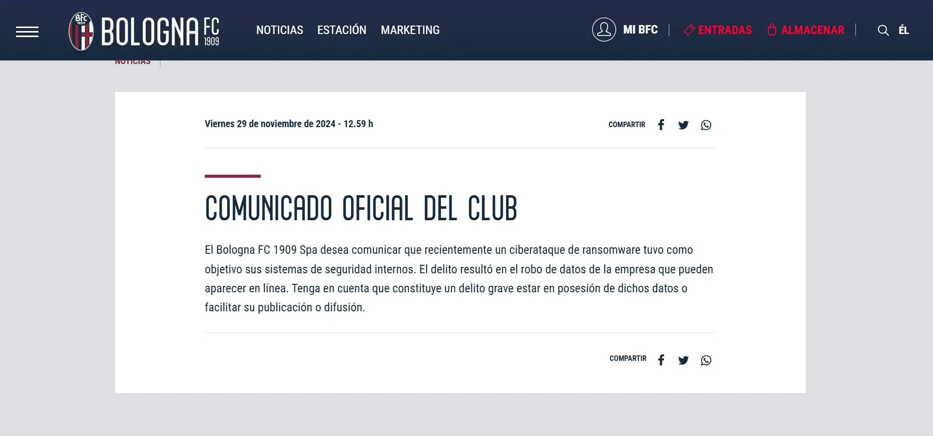 Comunicado Bologna