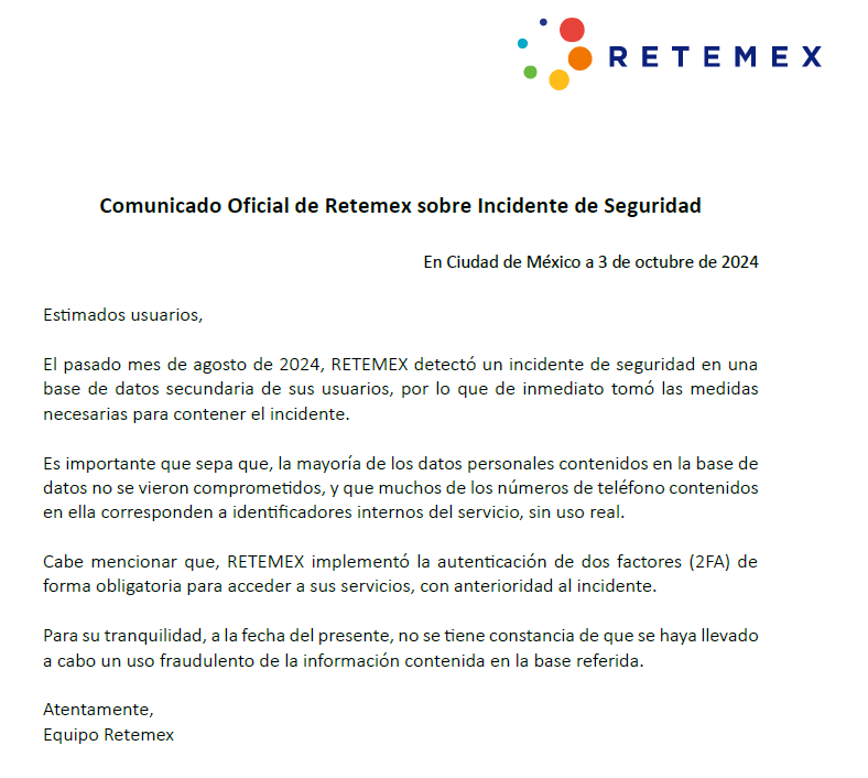 Comunicado Retemex