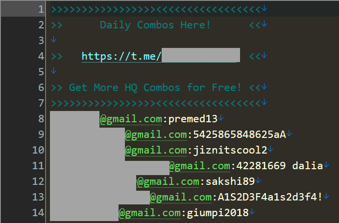 Filtración de cuentas Gmail