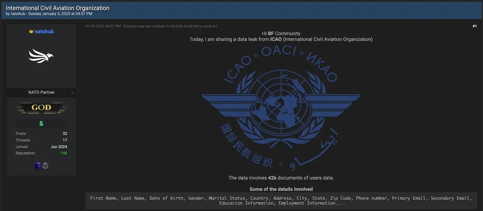 ICAO-alleged-data-leak