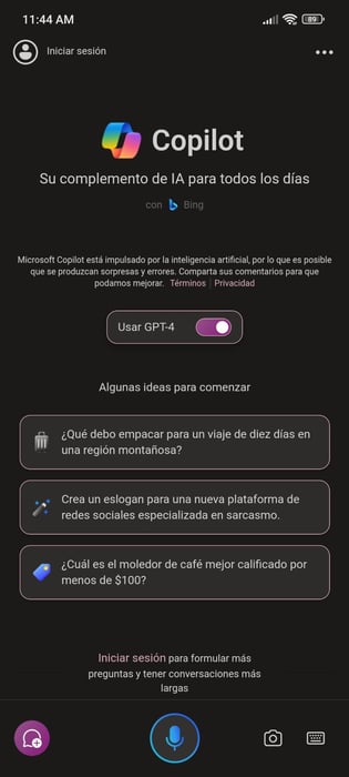 Copilot version móvil