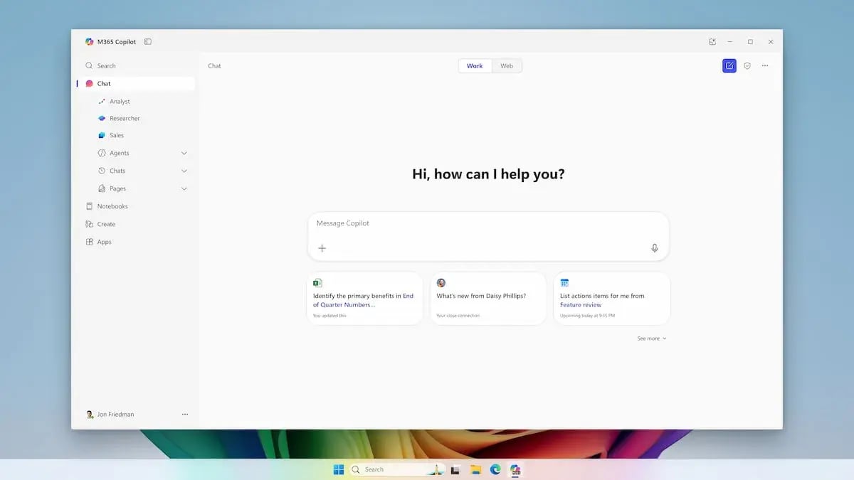 Microsoft copilot interfaz