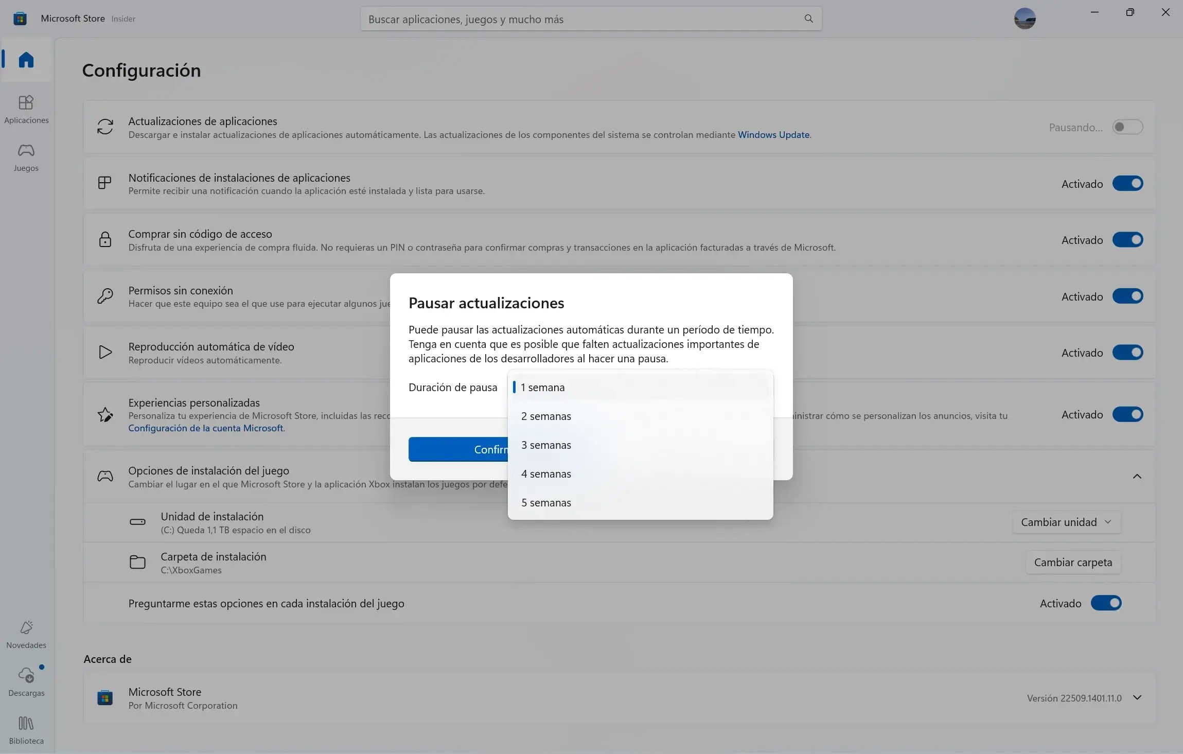 Pausar actualizaciones