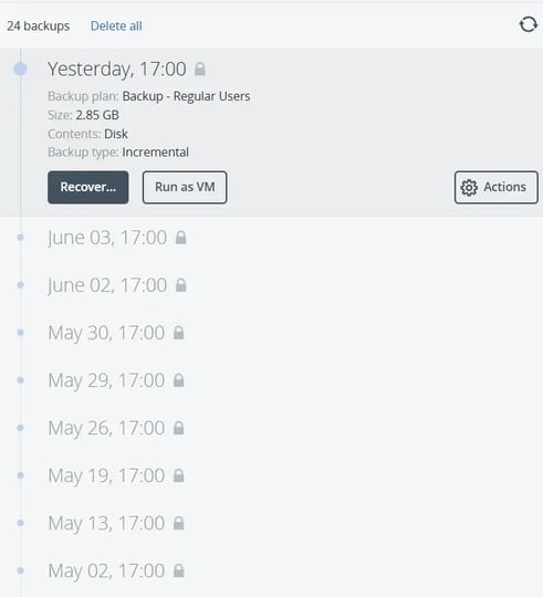 backup incremental