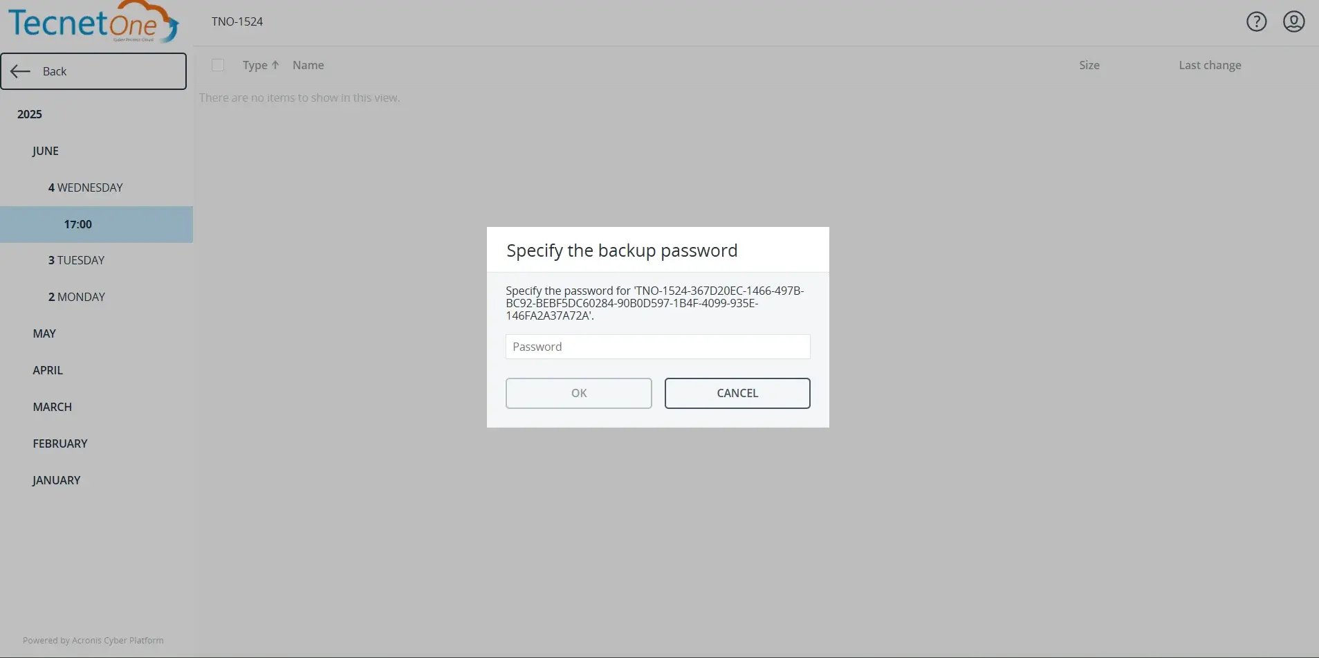 backup password
