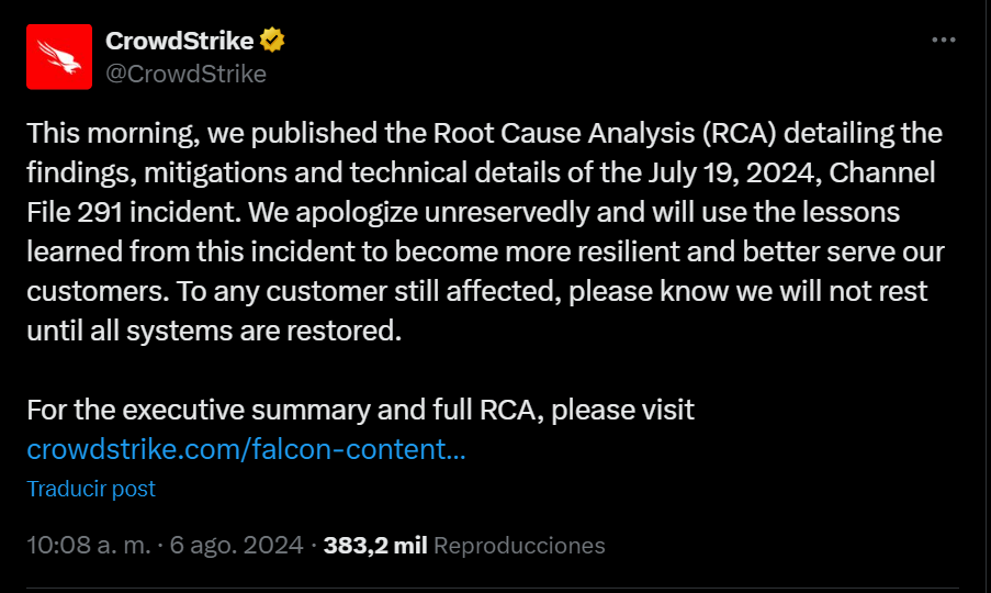 Tweet CrowdStrike
