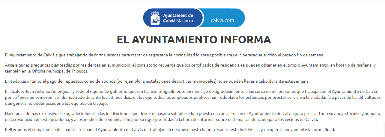 informe del ayuntamiento