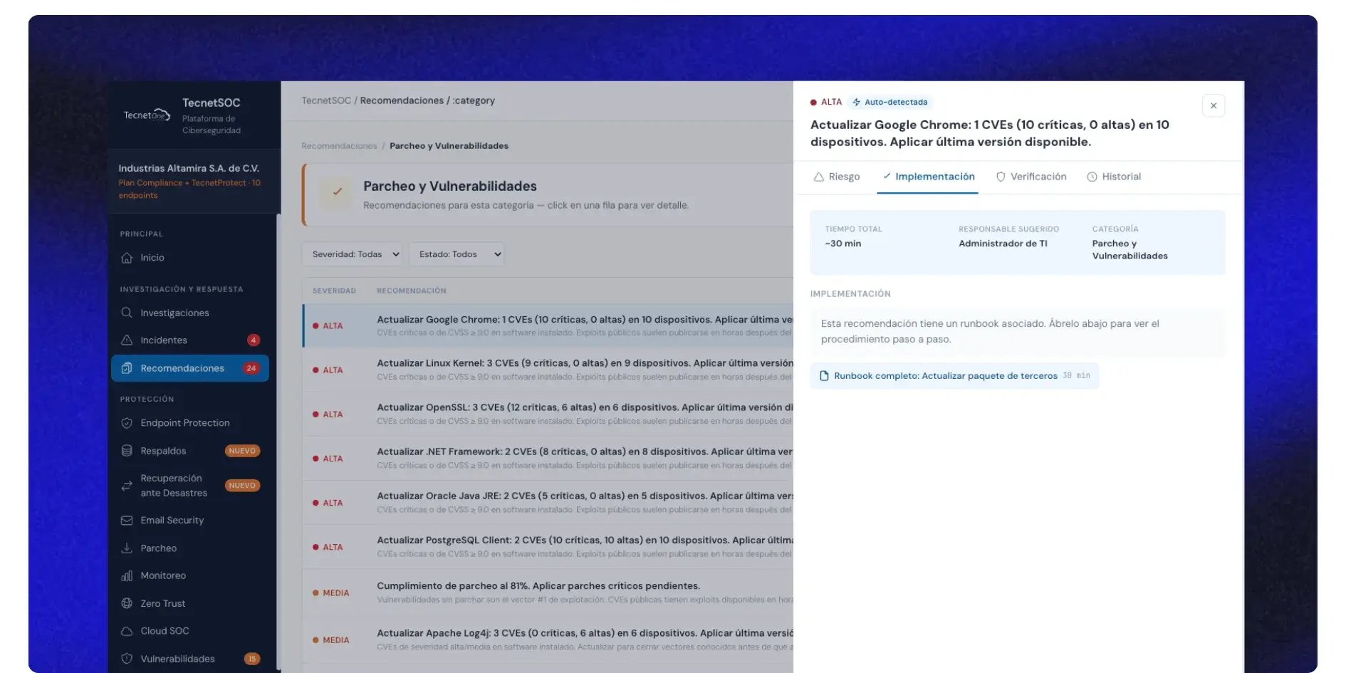 motor recomendaciones TecnetSOC 2