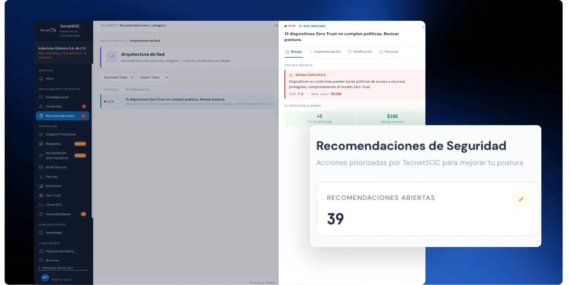 motor recomendaciones TecnetSOC