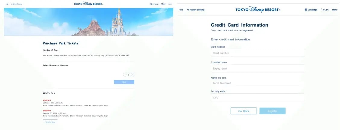 pagina phishing tokyo disney resort