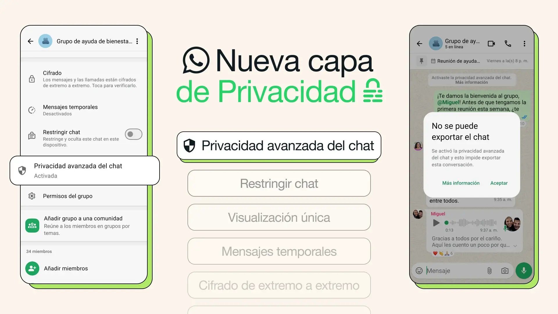 privacidad de chat