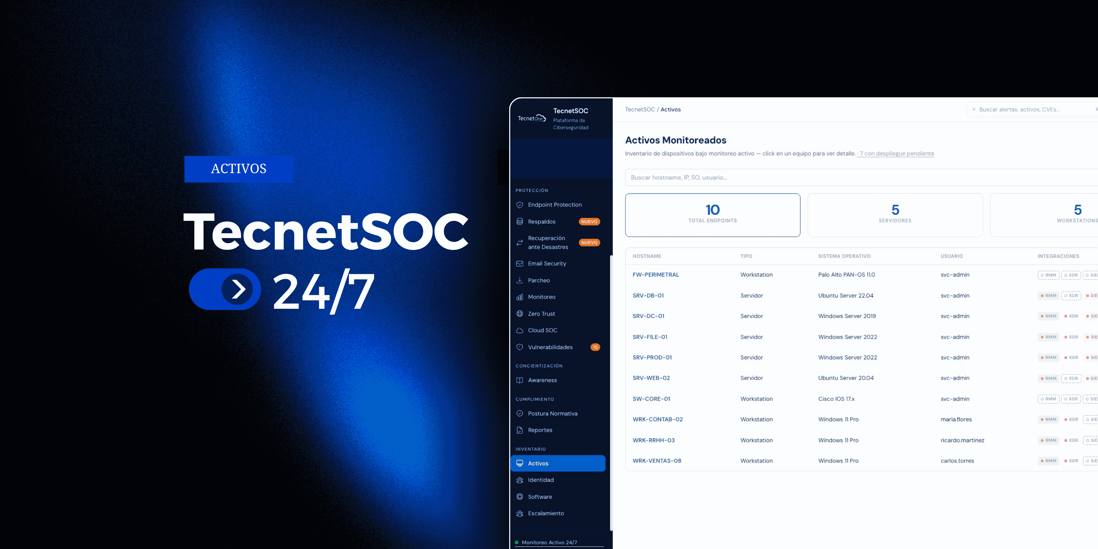 Módulo de Activos de TecnetSOC: Visibilidad Total de tus Dispositivos
