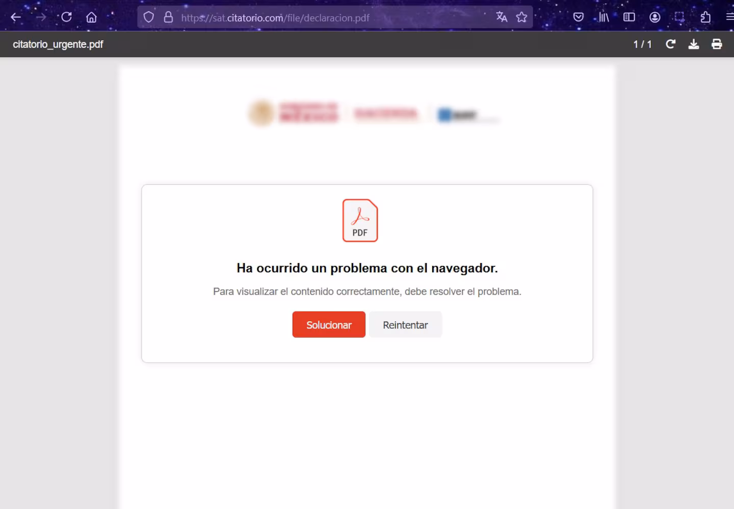 Archivo PDF error